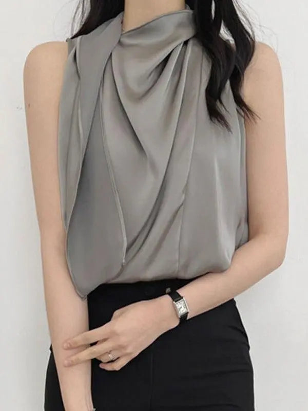 Loose Pleated Sleeveless Tank Top Plush Fashion Hub