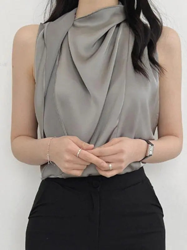 Loose Pleated Sleeveless Tank Top Plush Fashion Hub