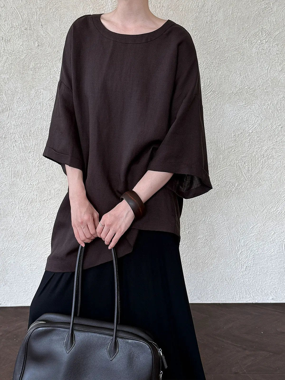 Loose Round Neck With Back Ties Blouse Plush Fashion Hub