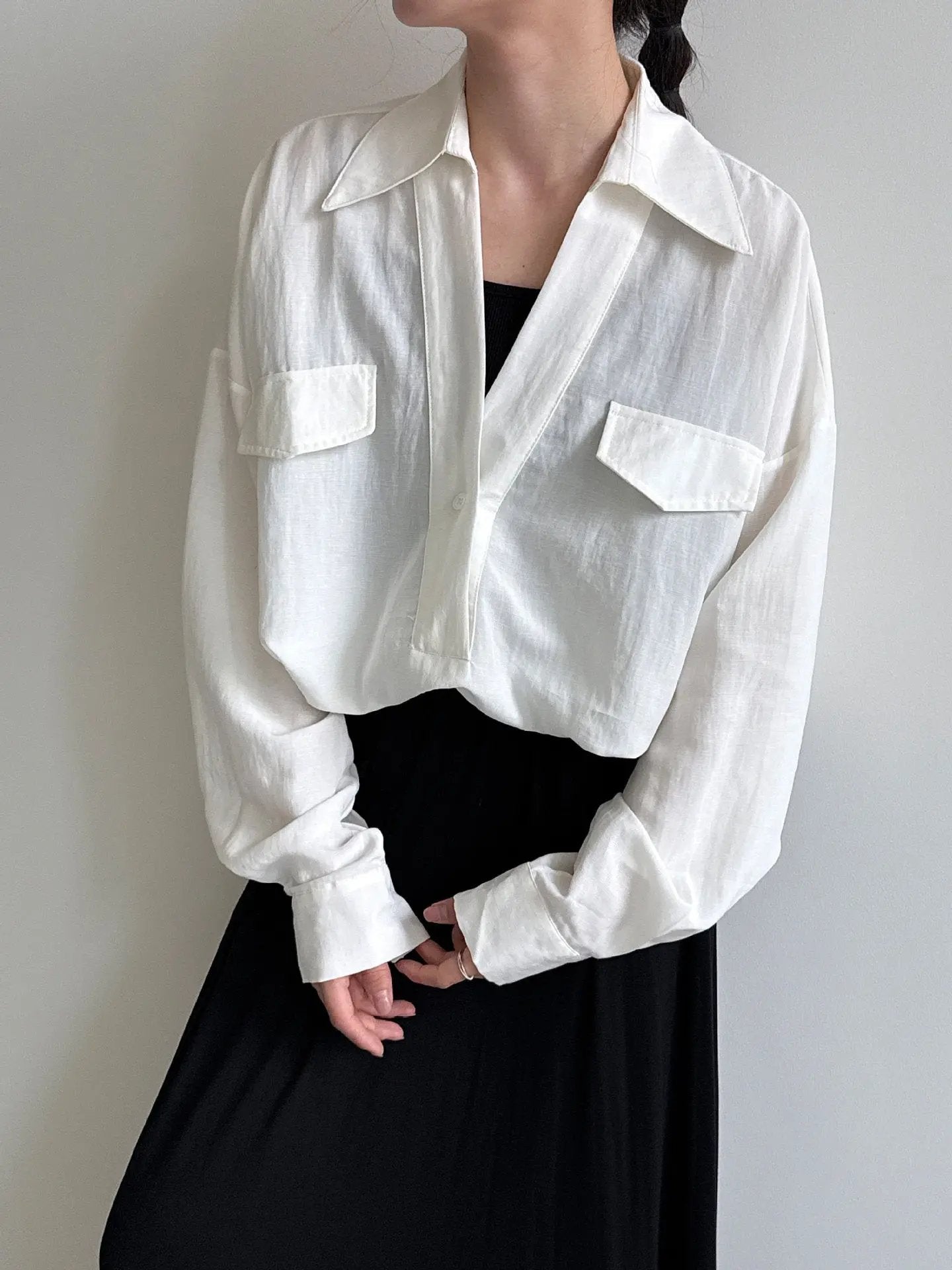 Loose V-neck Linen Shirt PAINEVIDA