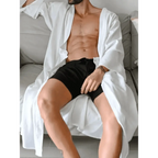 Men's Full Size Button Detail Long Sleeve Cover-Up.