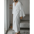 Men's Full Size Button Detail Long Sleeve Cover-Up.