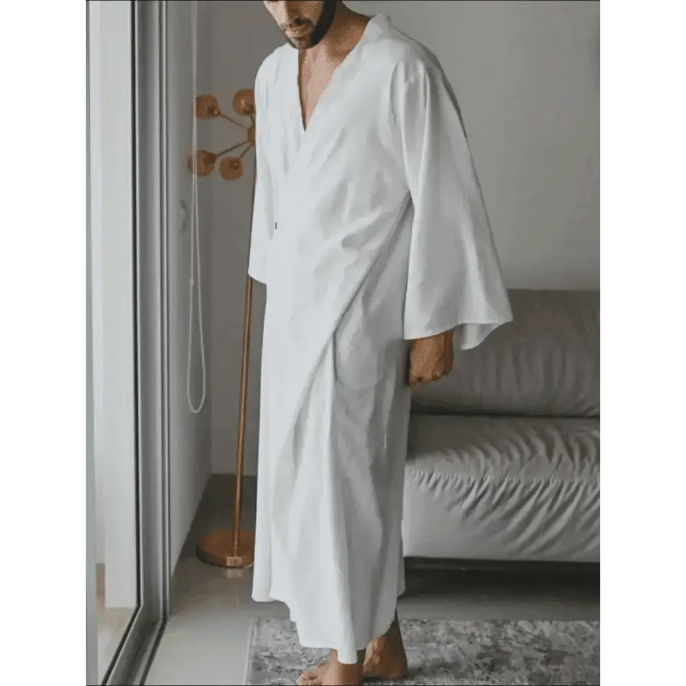 Men's Full Size Button Detail Long Sleeve Cover-Up.