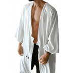Men's Full Size Button Detail Long Sleeve Cover-Up.
