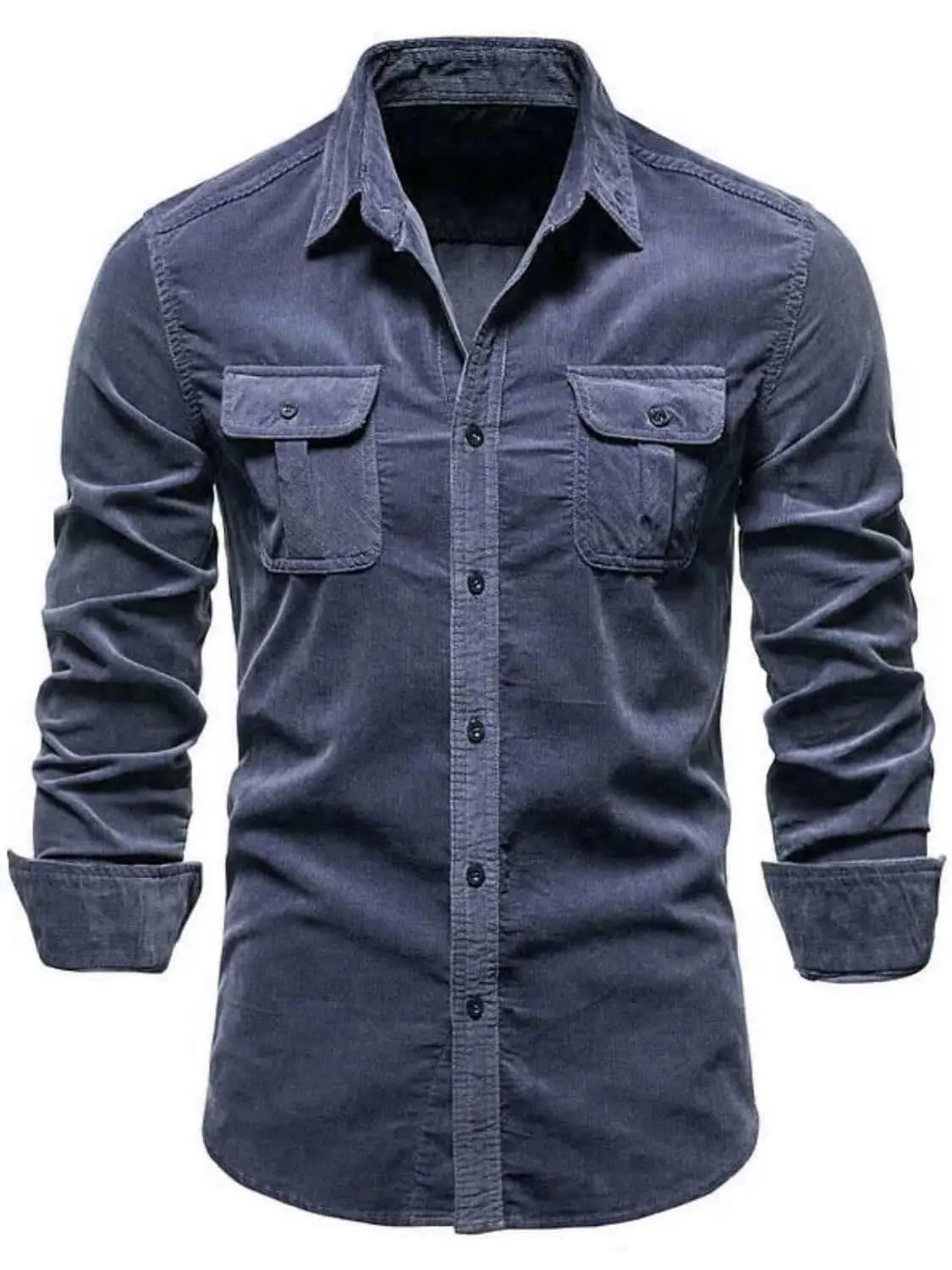Men's Full Size Collared Neck Button Down Shirt with Chest Pockets Plus Size.
