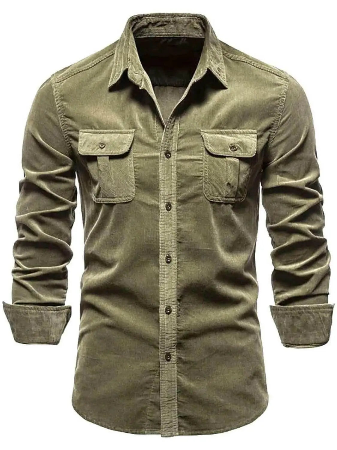 Men's Full Size Collared Neck Button Down Shirt with Chest Pockets Plus Size.