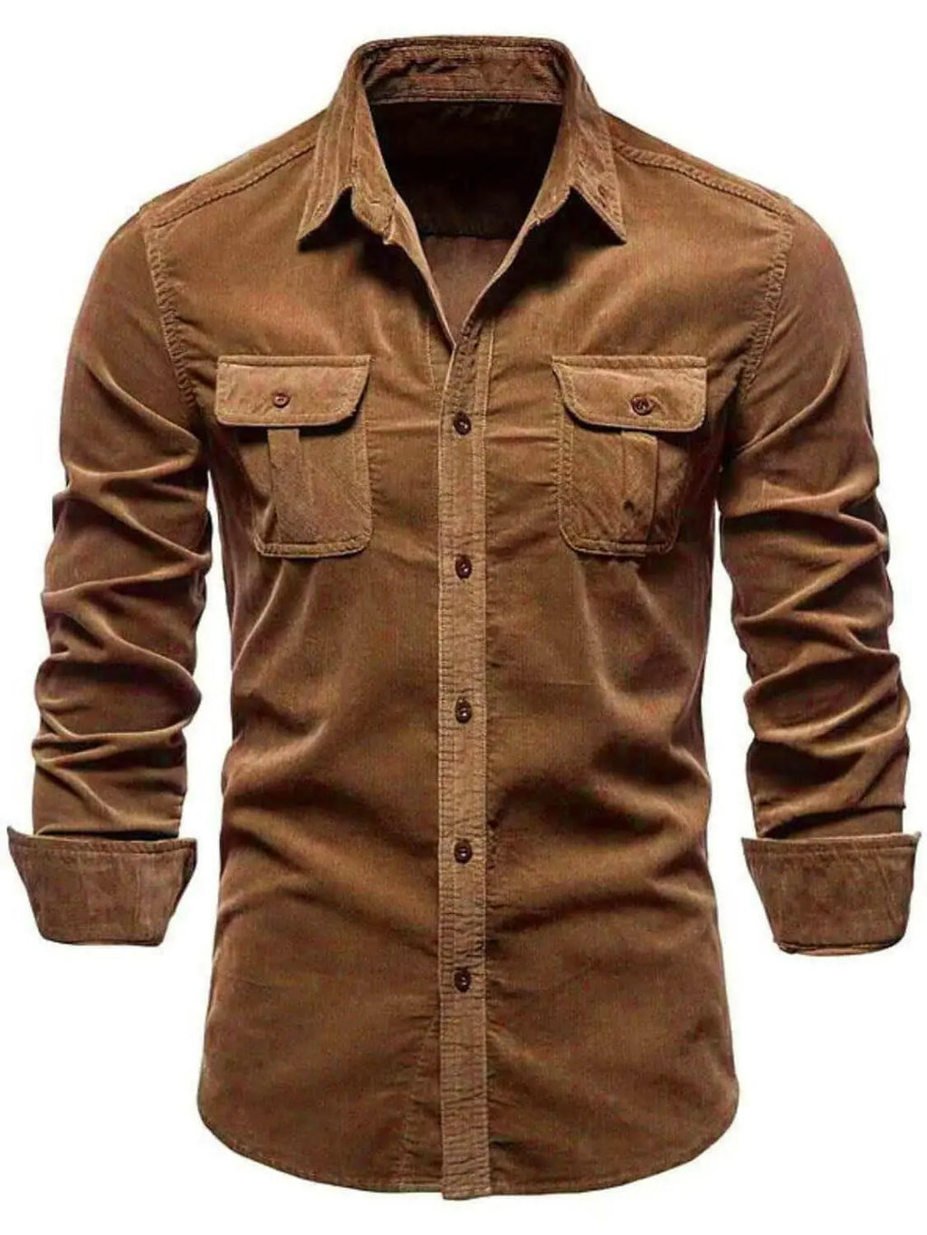 Men's Full Size Collared Neck Button Down Shirt with Chest Pockets Plus Size.