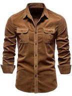 Men's Full Size Collared Neck Button Down Shirt with Chest Pockets Plus Size.