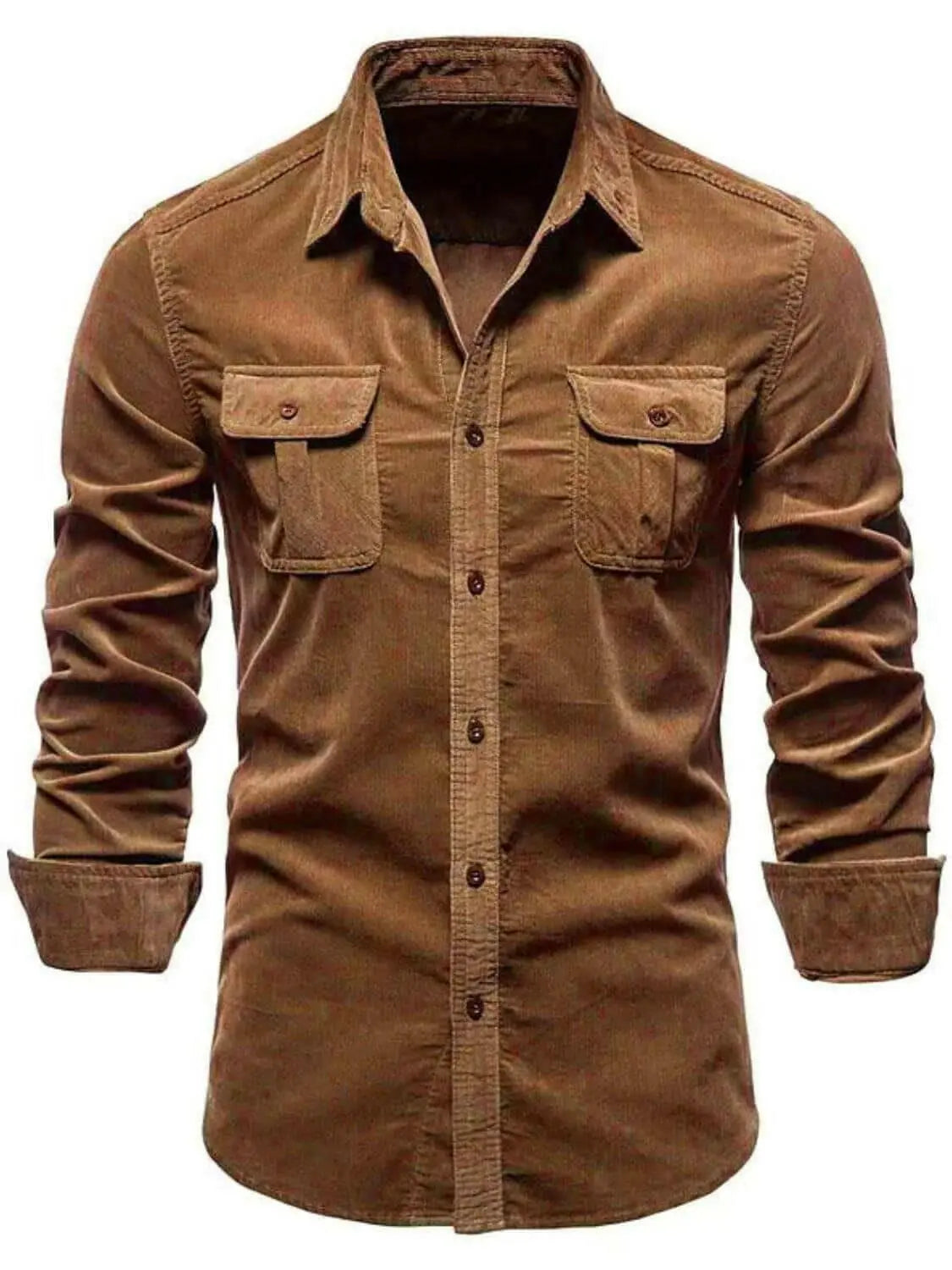 Men's Full Size Collared Neck Button Down Shirt with Chest Pockets Plus Size.