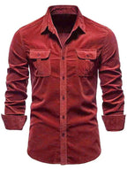 Men's Full Size Collared Neck Button Down Shirt with Chest Pockets Plus Size.