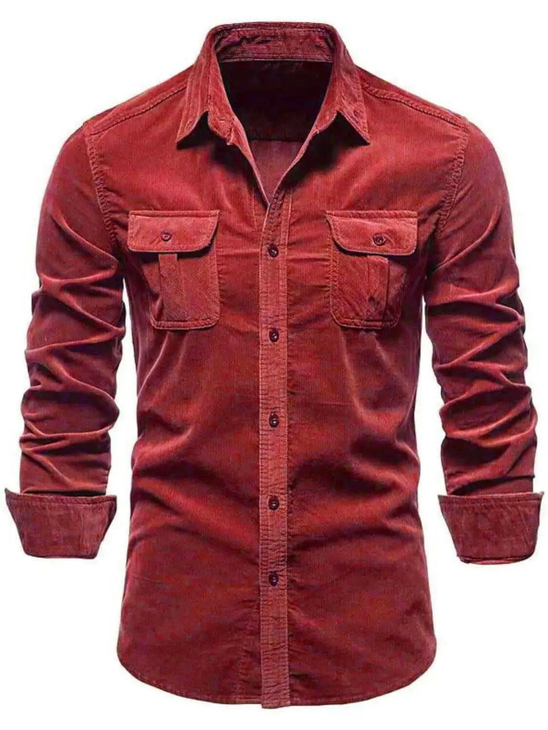 Men's Full Size Collared Neck Button Down Shirt with Chest Pockets Plus Size.