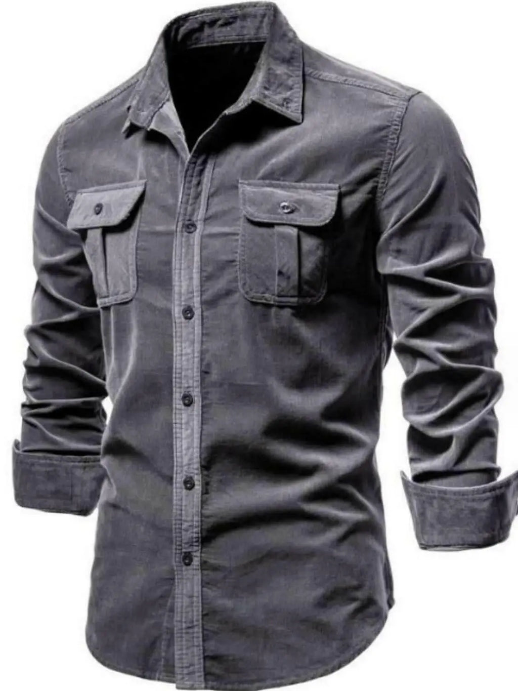 Men's Full Size Collared Neck Button Down Shirt with Chest Pockets Plus Size.