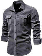Men's Full Size Collared Neck Button Down Shirt with Chest Pockets Plus Size.