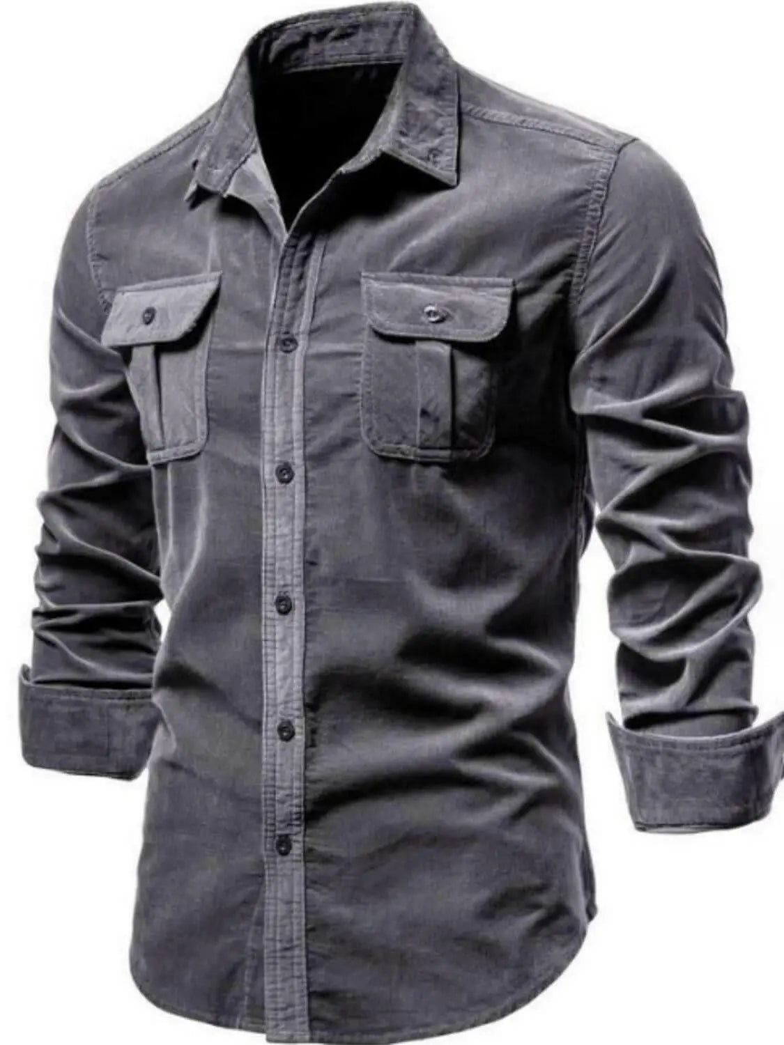 Men's Full Size Collared Neck Button Down Shirt with Chest Pockets Plus Size.