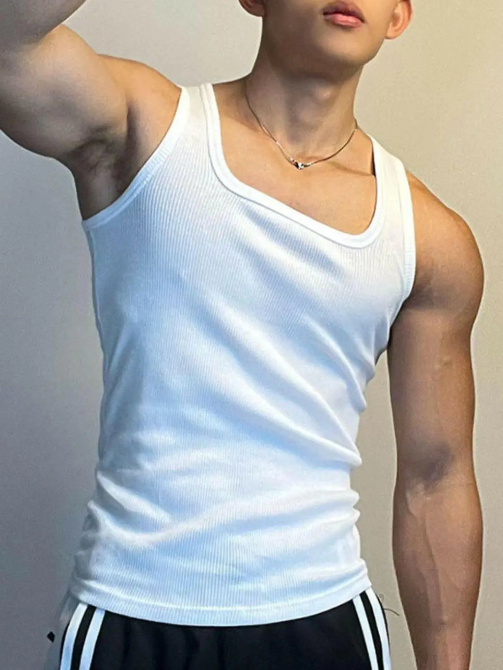 Men's Square Neck Wide Strap Tank.