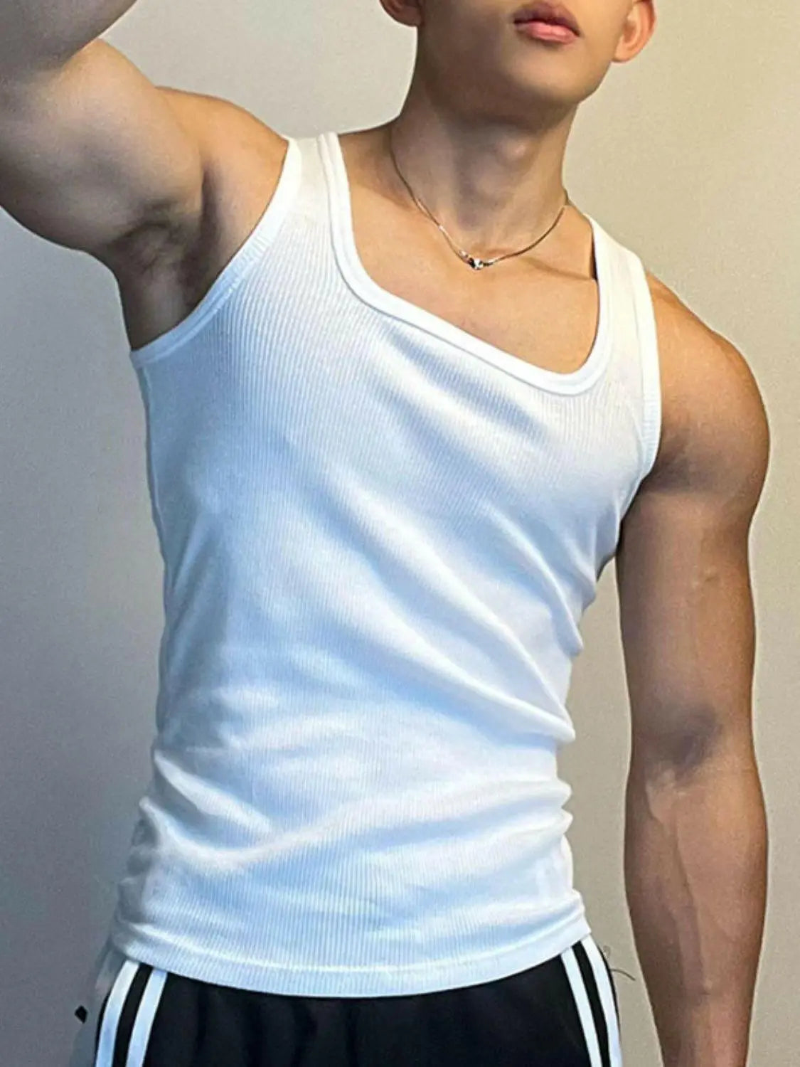 Men's Square Neck Wide Strap Tank.
