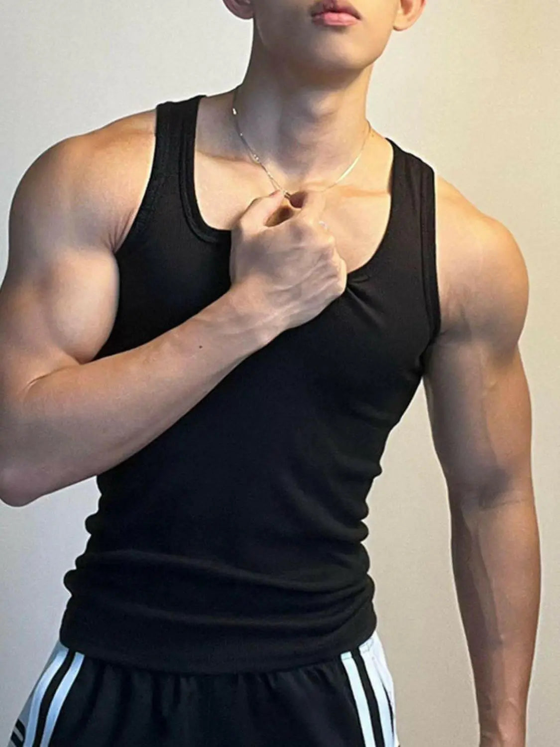 Men's Square Neck Wide Strap Tank.