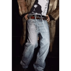 Men's Washed Rhinestone Jeans with Rhinestone Belt.