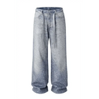 Men's Washed Rhinestone Jeans with Rhinestone Belt.