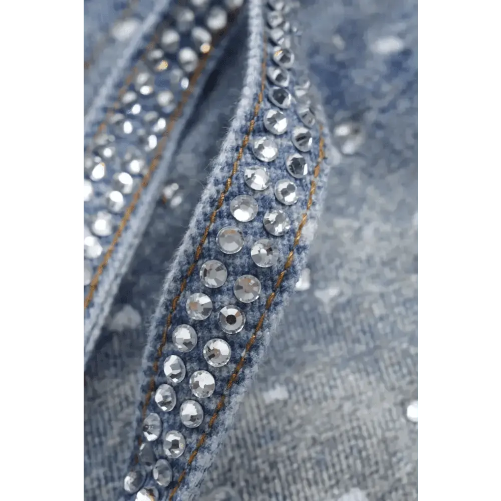 Men's Washed Rhinestone Jeans with Rhinestone Belt.