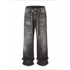 Men's Washed Rhinestone Jeans with Rhinestone Belt.