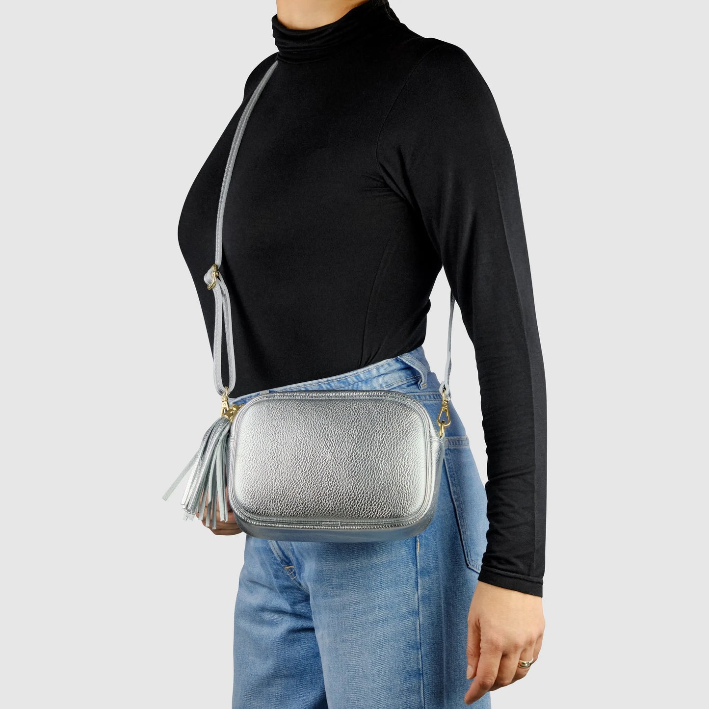 Metallic Calf Leather Crossbody Bag TAKEASY