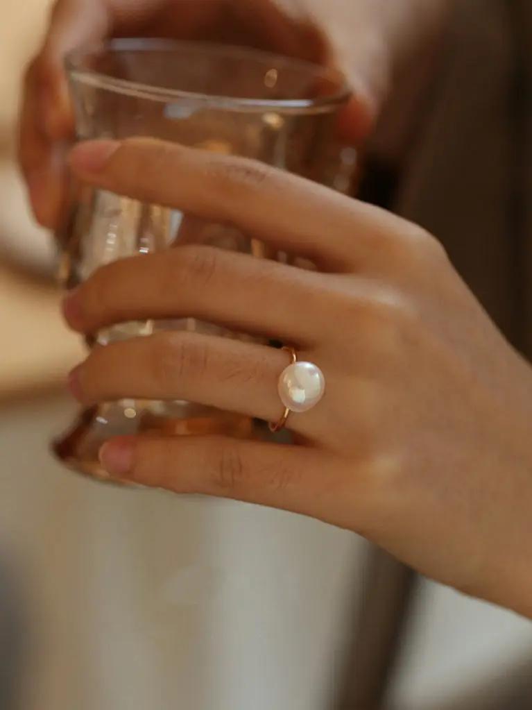 Natural Baroque Pearl Open Ring Plush Fashion Hub