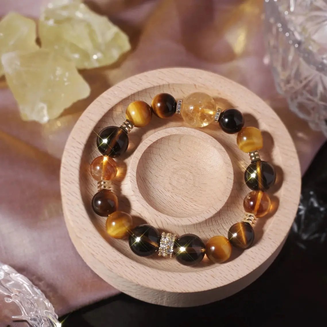 Natural Yellow Tower Crystal Gold Tiger Eye Stone Yellow Crystal Bracelet Plush Fashion Hub