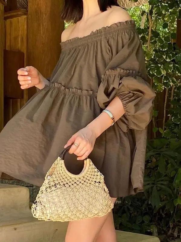 Off-The-Shoulder Ruffled Lantern Sleeve Shirt PAINEVIDA