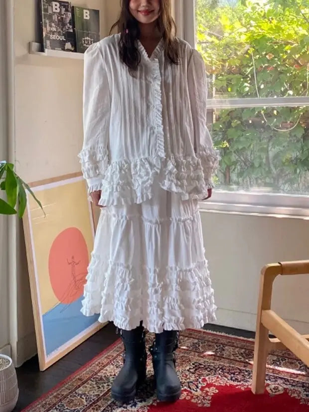 Pleated Ruffled Shirt&Skirt 2 Set Plush Fashion Hub