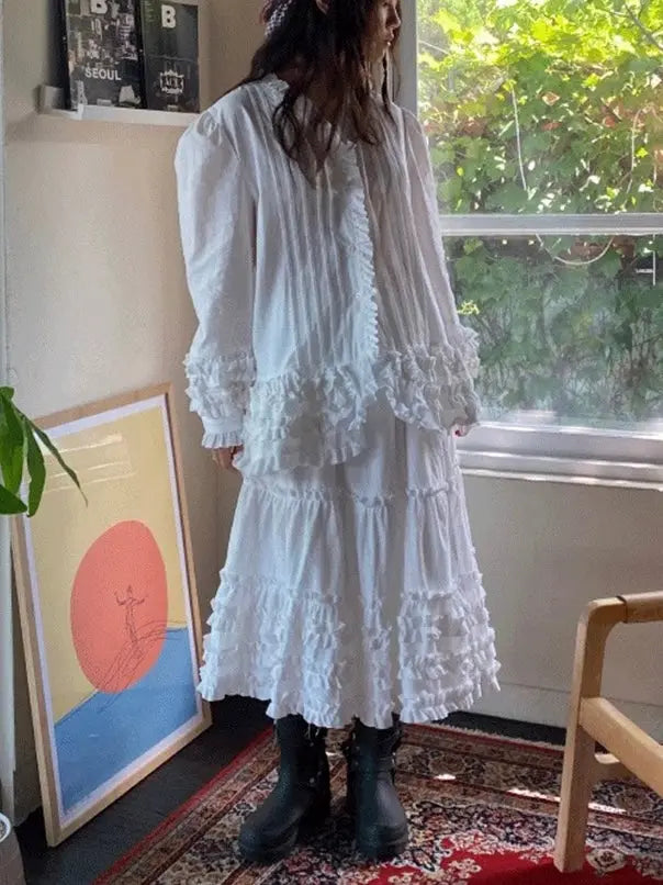 Pleated Ruffled Shirt&Skirt 2 Set Plush Fashion Hub