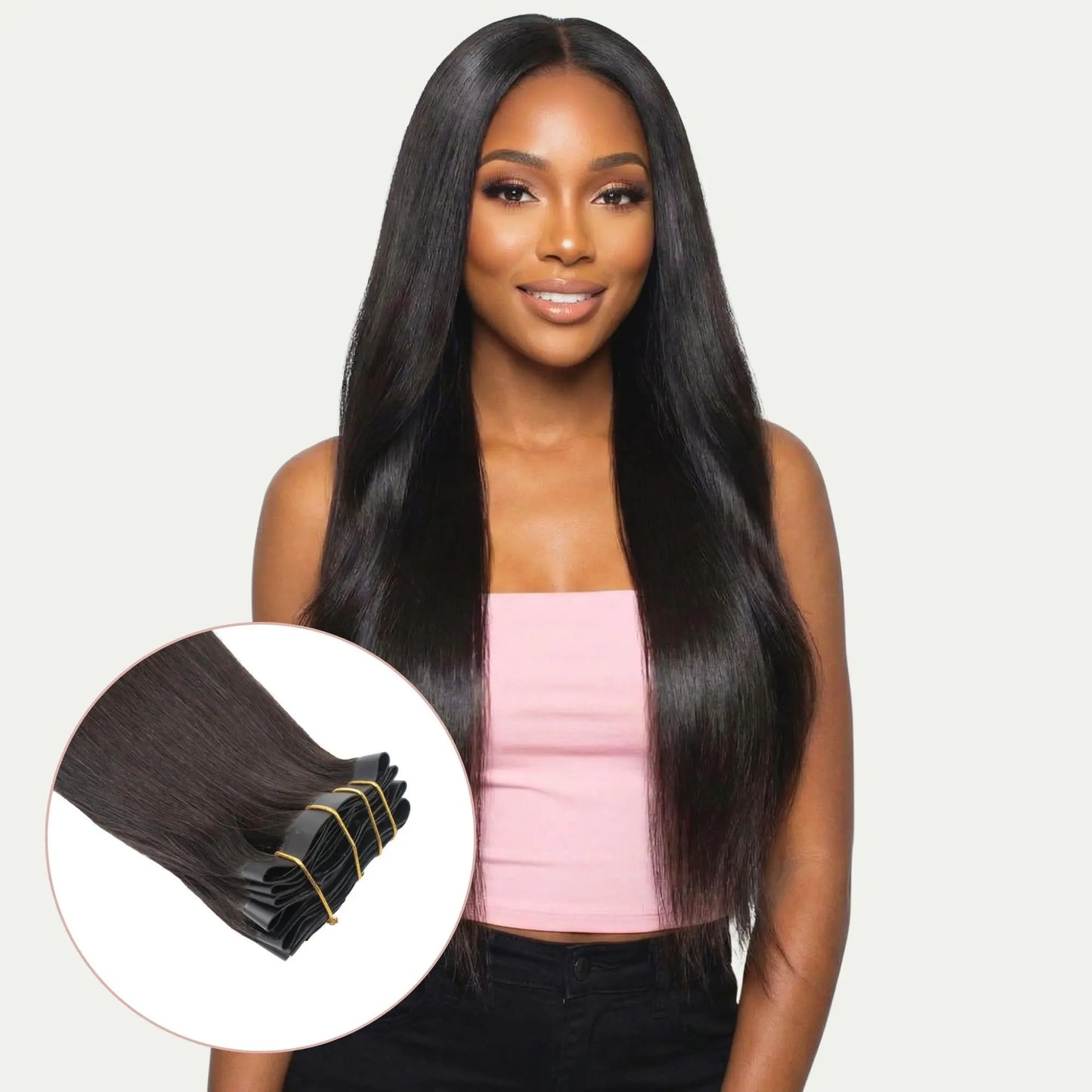 Raw Straight Seamless Clip-In 100% Human Hair Extensions Private Label