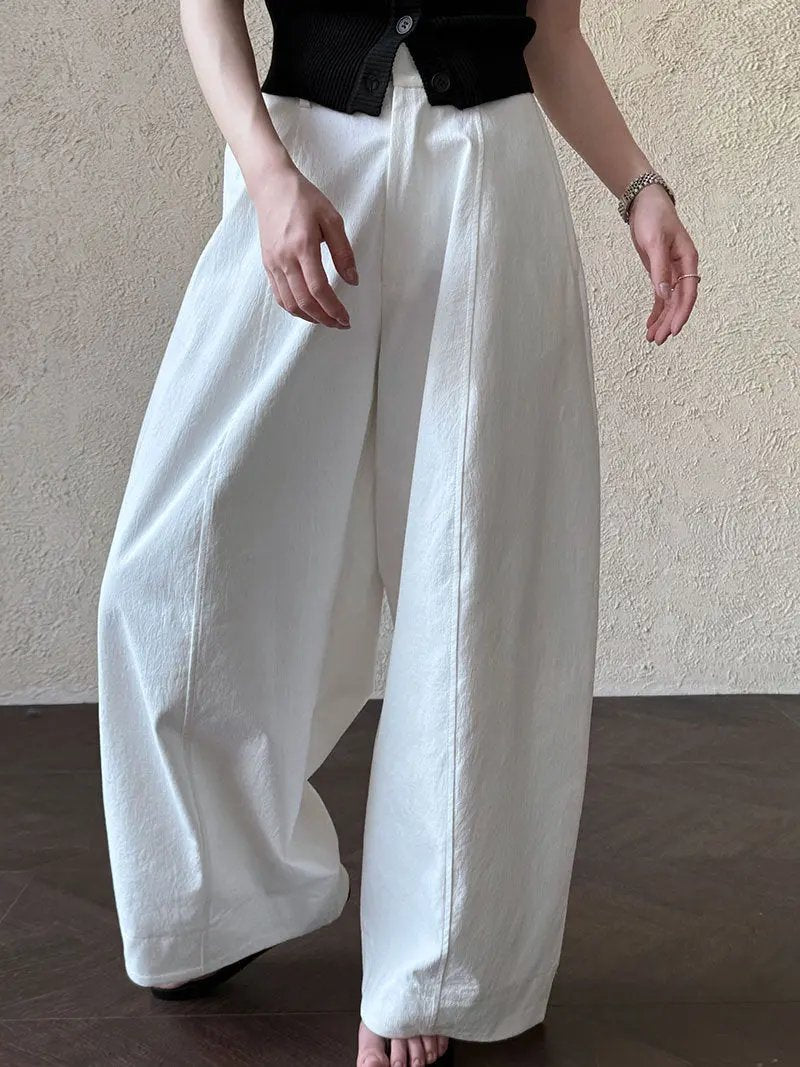 Retro Three-Dimensional Tailoring Workwear Wide-Leg Pants Plush Fashion Hub