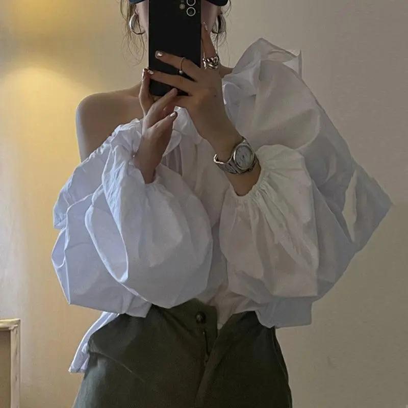 Ruffled Off-the-shoulder Long-sleeve Top PAINEVIDA