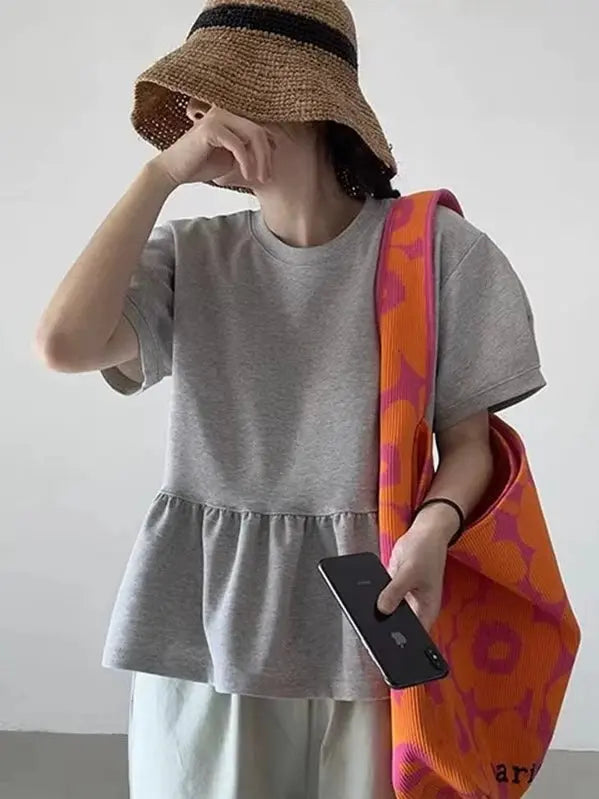 Ruffled Puff Sleeve T-Shirt Plush Fashion Hub