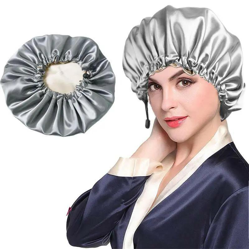 Shower Cap Soft Silk Dual-use Bath Cap Chemotherapy Cap.