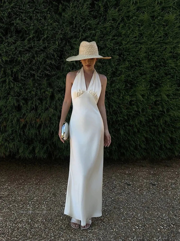 Silk French Style  Backless Sleeveless Dress Plush Fashion Hub