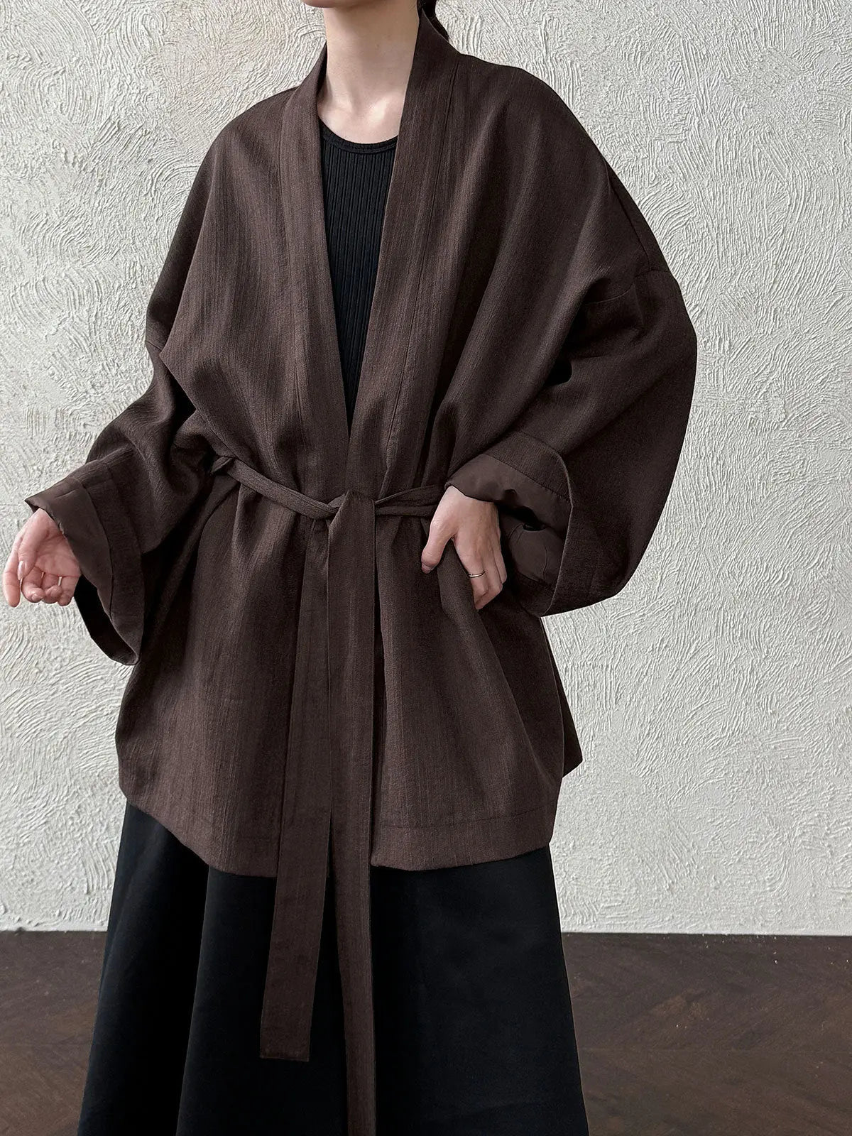 Solid Color Tie Trench Coat Plush Fashion Hub