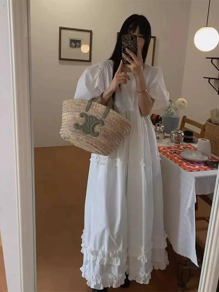 Square Neck Splicing Fungus Lace Puff Sleeve Dress Plush Fashion Hub