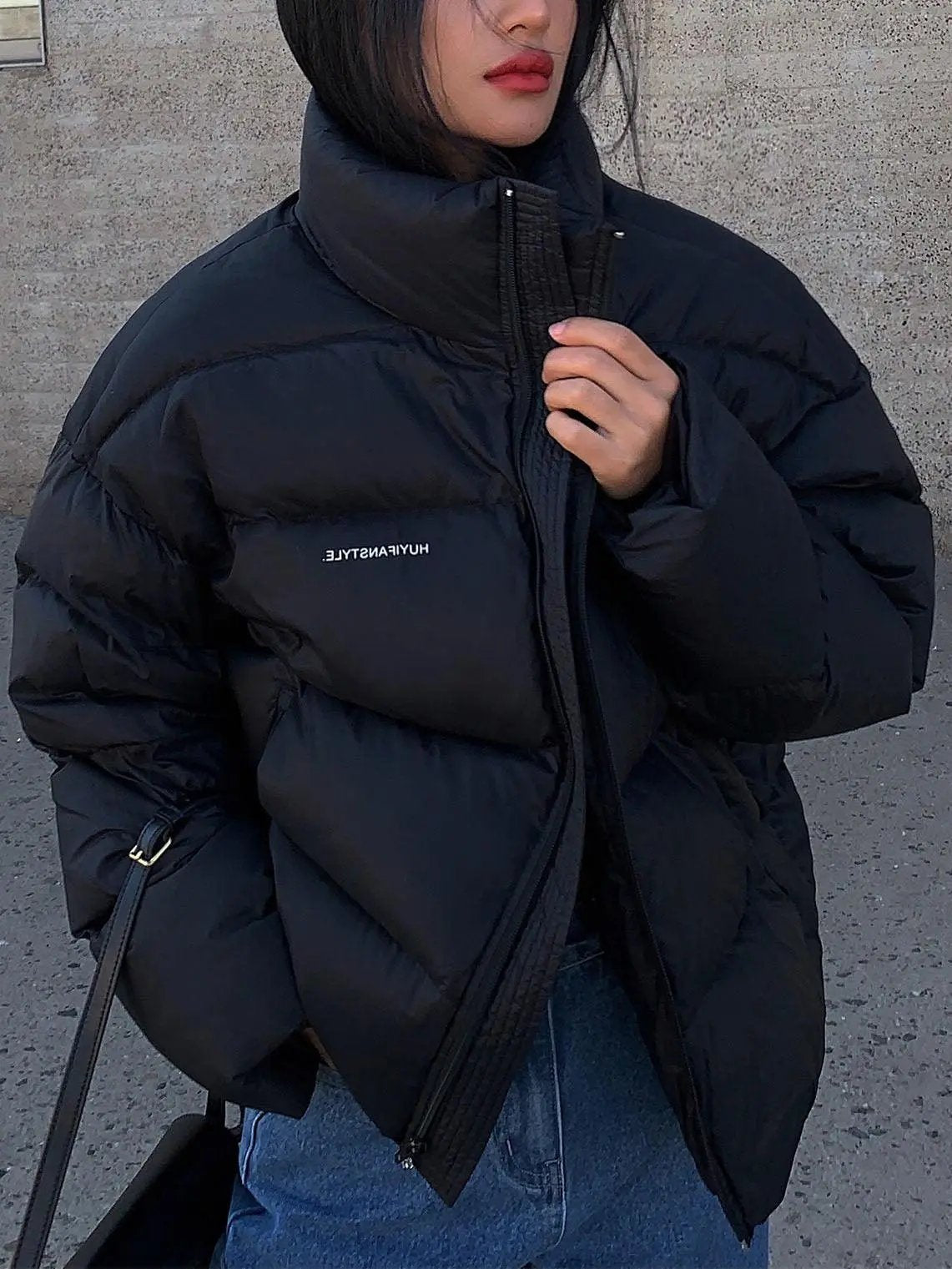 Stand Collar Short White Duck Down Padded Jacket Plush Fashion Hub