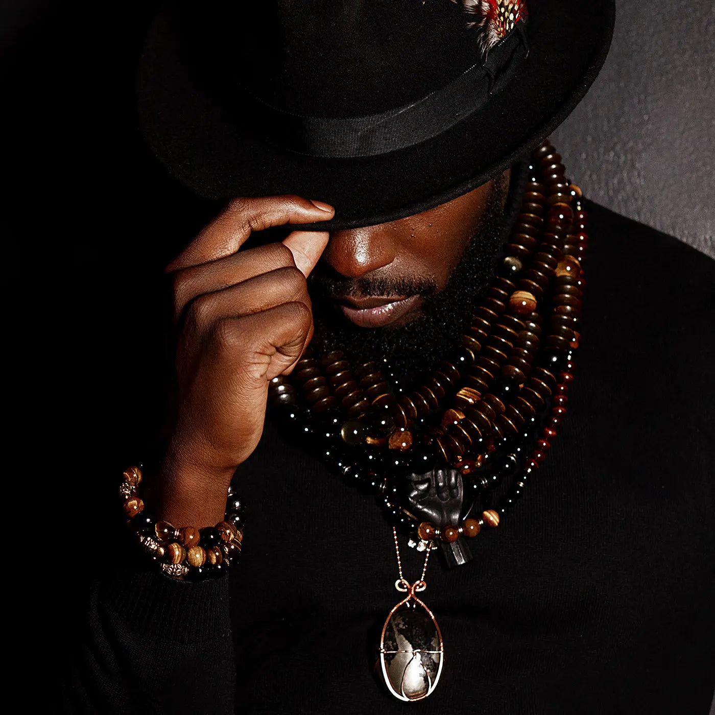 Tigers Eye Wrist Wear Adorned In Taji