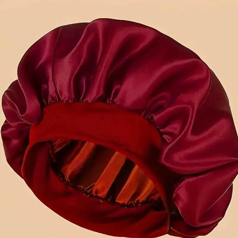 Unscented Satin Sleep Cap Bonnet with Wide Brim Comfortable Elastic.