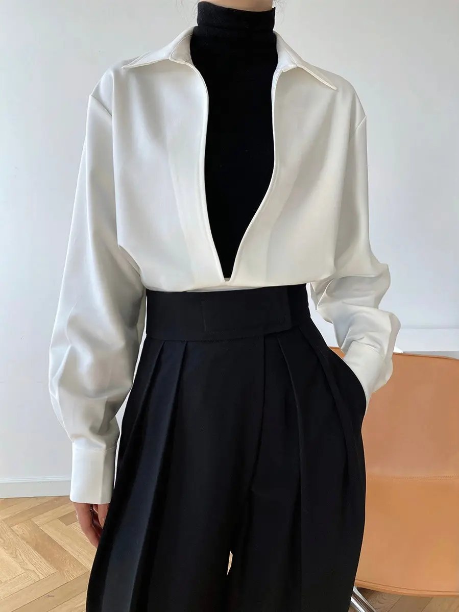 V-Neck Long-Sleeved Shirt Top PAINEVIDA