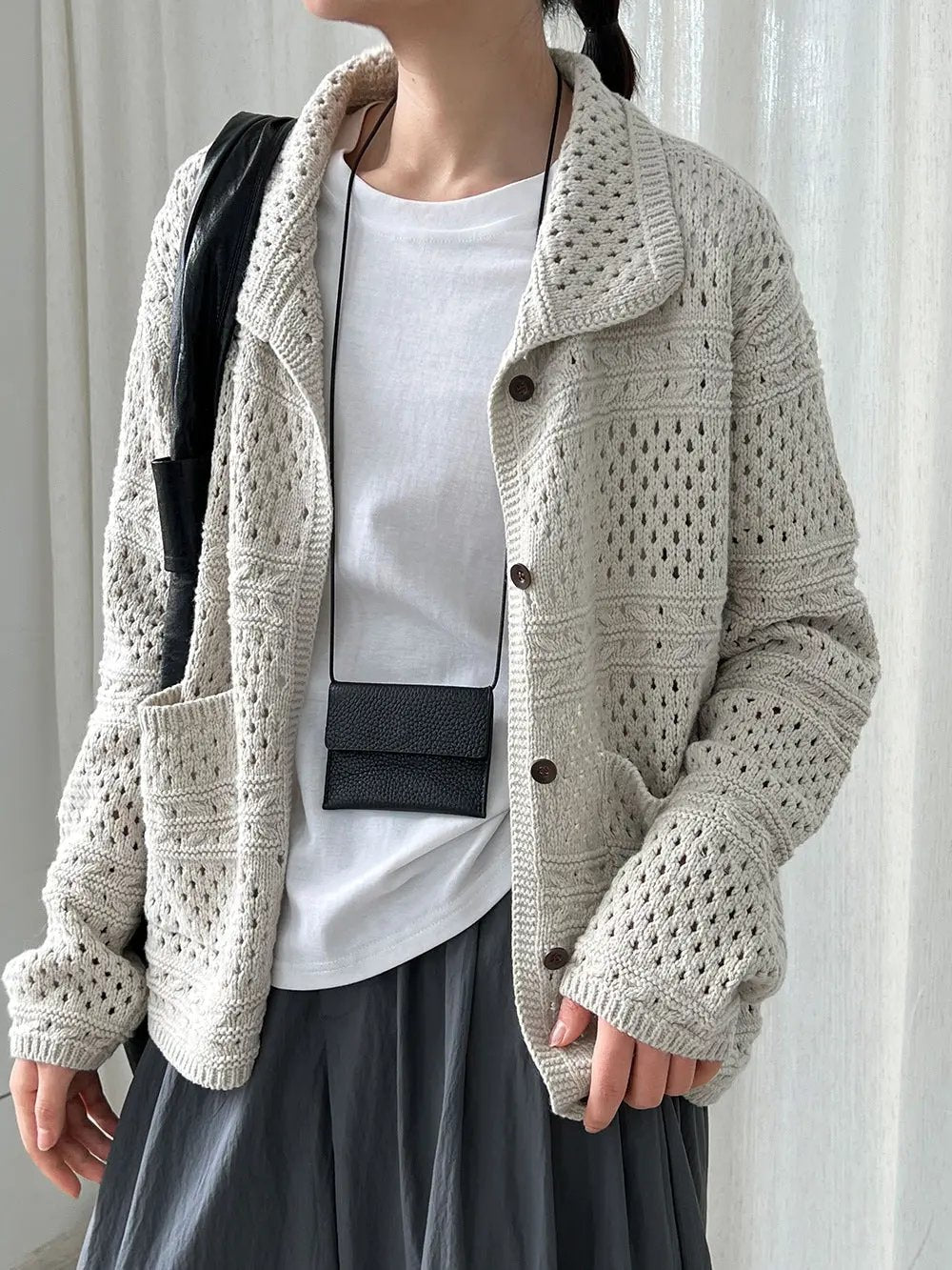 Vintage Crochet Hollow Knit Cardigan Plush Fashion Hub