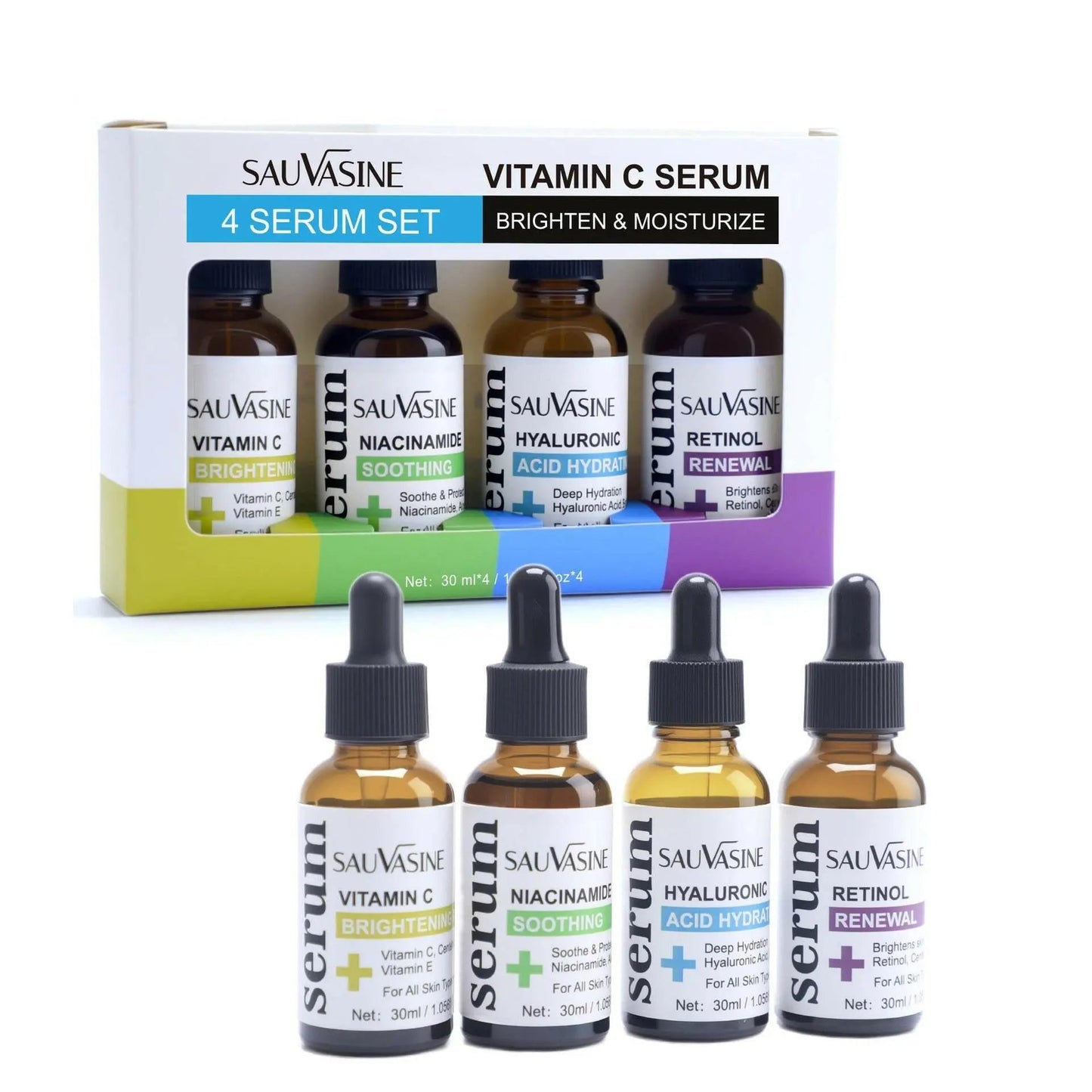 Vitamin C Skin Care 4-piece Set Shrink Pores.
