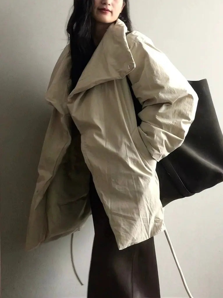 Waist-Hugging Stand-up Collar Thickened Puffer Jacket Plush Fashion Hub