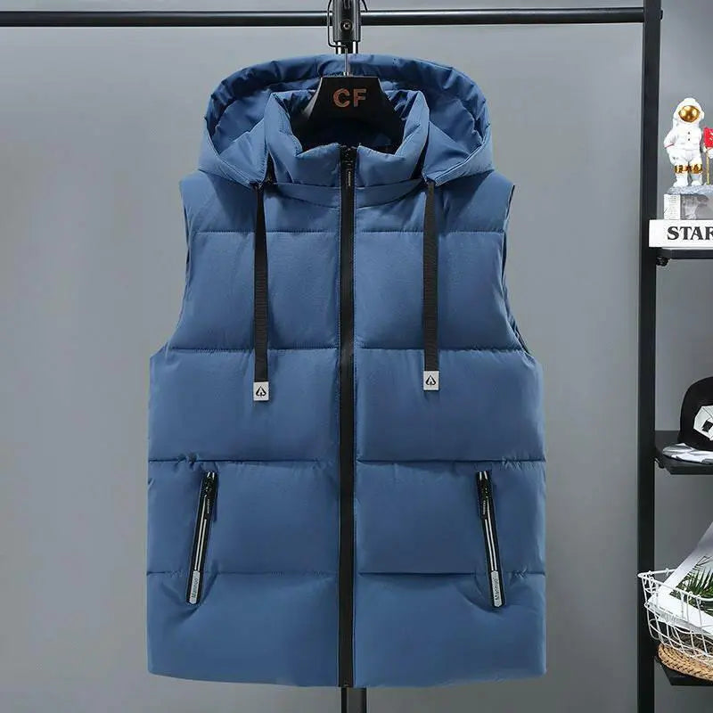 Warm Thickened Solid Color Vest For Men.