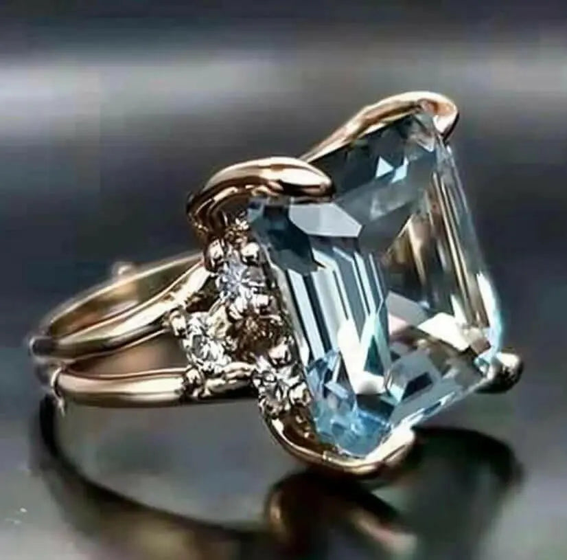 Wide Face Inlaid Natural Stone Ring Creative Personality.
