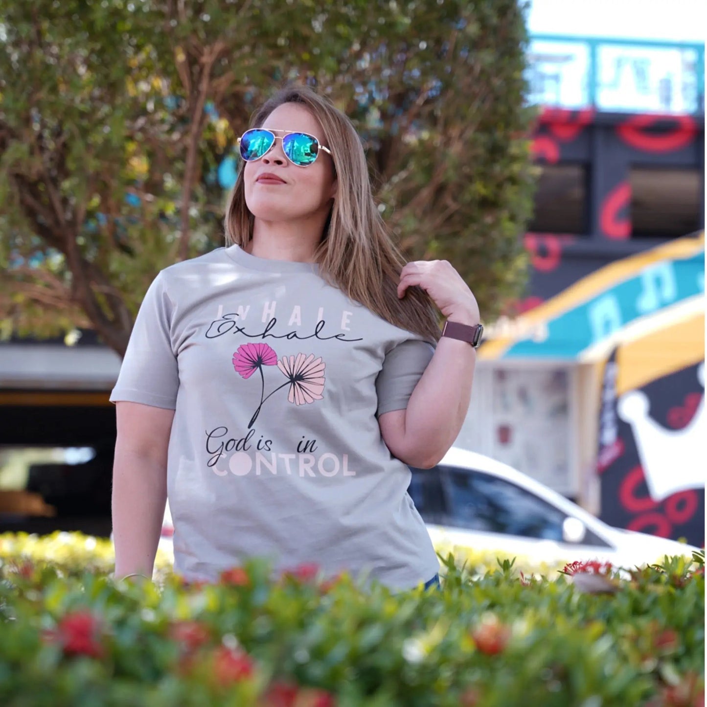 Wo's Classic Tee God is in control Blessing Clothing