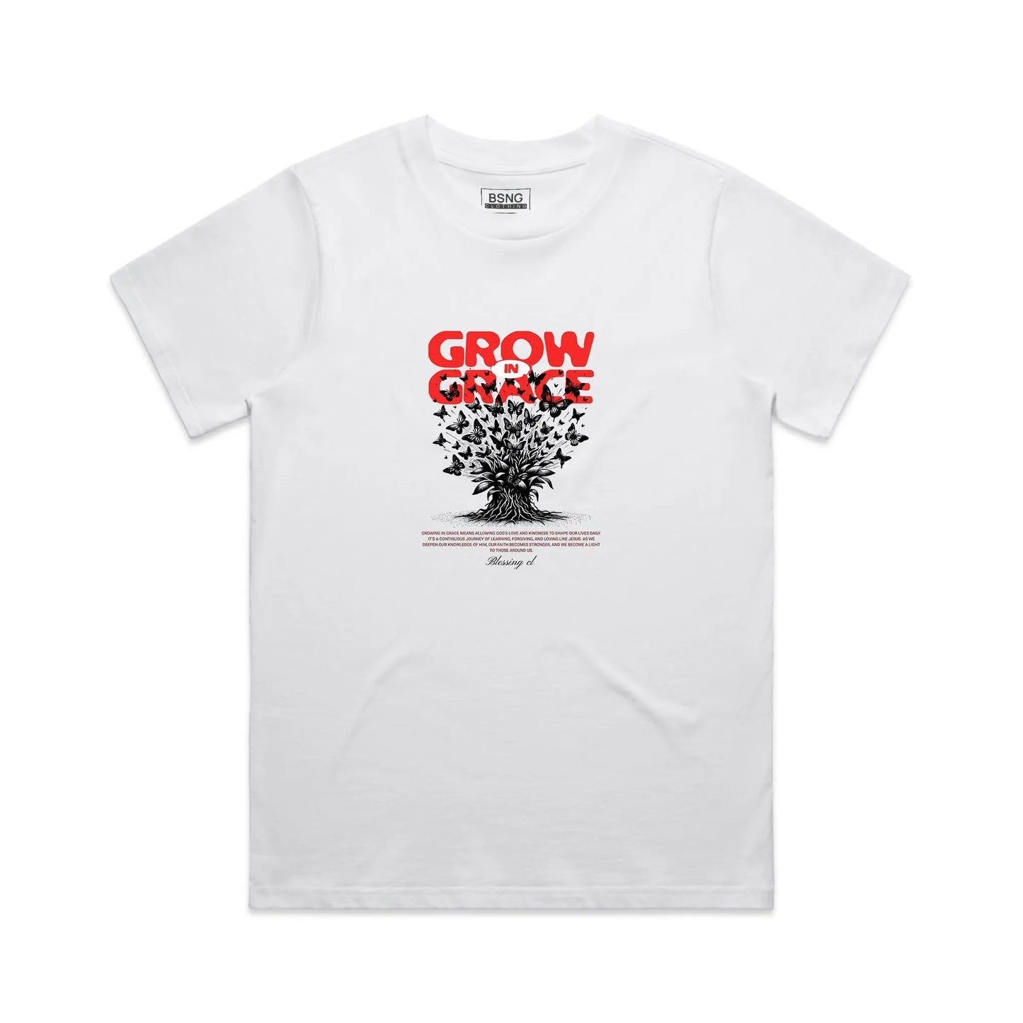 Wo's Classic Tee Grow in Grace Blessing Clothing
